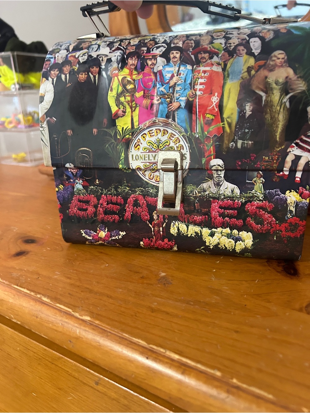 Vintage *The Beatles* Sgt. Pepper Colourful Tin Lunchbox / Tote • Album Art